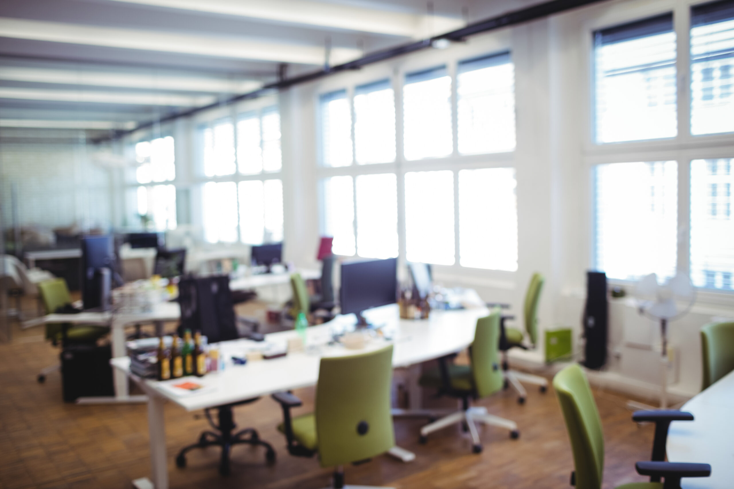 Empty office workplace with table and chair